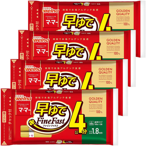 Ma-Ma Quick-Cook 4-Minute Spaghetti, 1.8 mm, Zippered Bundle Packaging, 17.6 oz (500 g) x 4 Packs