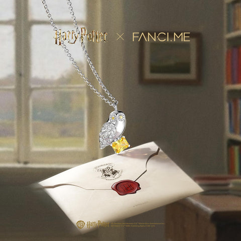 FANCIME x Harry Potter Official Collaboration Hedwig Necklace Yellowstone Letter Silver Bare Metal Harry Potter Exclusive Box Halloween Christmas Gift