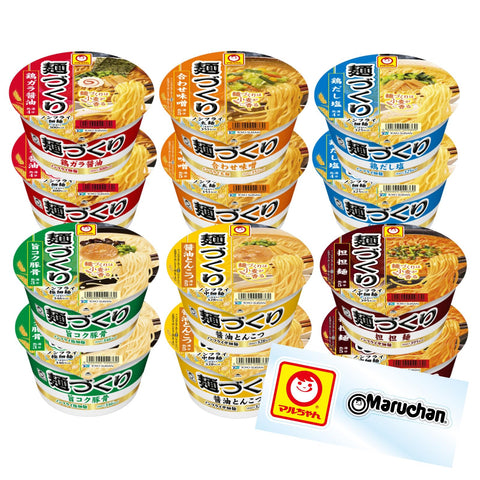 Maruchan 制作面具 多彩6种套装 ( 共12个 / 6种 ) 杯面 混装 ( 酱油、味增、猪骨、盐、担担面、酱油炸猪排 ) 吃比较 整箱购买 杯面 东洋水产