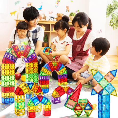 MAGBLOCK 56 Pieces Magnetic Blocks, 2.6 inches (6.5 cm), Magnetic Blocks, Children's Educational Toys, Popular Magnetic Toys, Girls, Boys, Birthdays, Kindergarten, Christmas Gifts (Japanese Manual