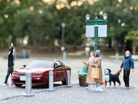 GeoColle 64 1/64# Car Snap 08a Urban Street Corner (Nissan 180SX TYPE-II Special Selection Car Attachment Included) ABS / PVC Painted Partially Assembled Doll Accessories + Diecast Made Complete Mini