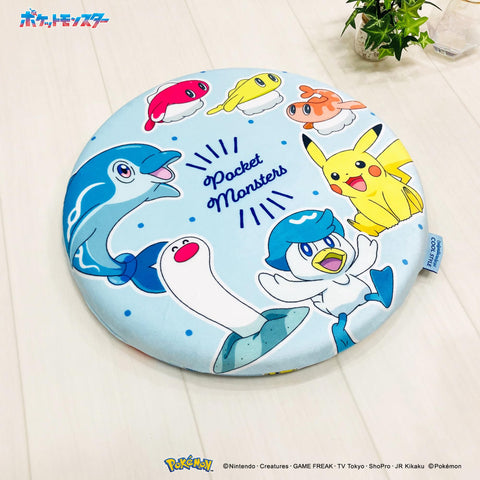 MORIPiLO 4621390 Pokemon Zabuton Chair Cushion, 15.7 x 15.7 inches (40 x 40 cm), Round, Cooling Sensation, Memory Foam, Character Goods, Pokemon Pardea, Blue,