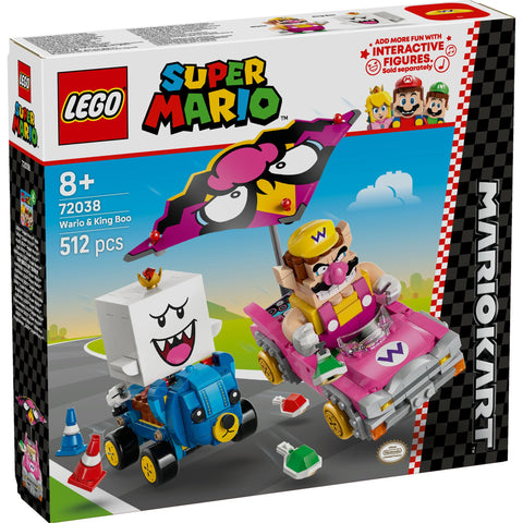 Lego Super Mario Kart(TM) - Wario and King Teresa Toy Birthday Present Blocks Boys Girls Kids 8 9 10 Elementary School Mario Merchandise Game 72038