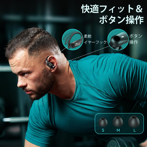 Bluetooth Earphones, Wireless Earphones, Bluetooth Earphones, Up to 40 Hours of Playback, Hi-Fi Sound Quality, AAC Compatible, LED Display, Physical Buttons No Misoperation, No Falling, Comfortable