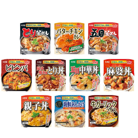 Marumiya Donburi Rice with Rice, 10 Types Assortment Set (Oyakodon, Mapo-don, Chinese Bowl, Bibimbap, Tori-don, Seafood Ankake, Tomato Risotto, Kamameshi 3 Types)