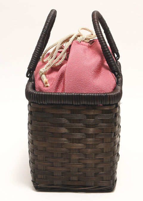 Hasegawa Women's Bamboo Hamper Yukata Basket Bag, Removable Drawstring