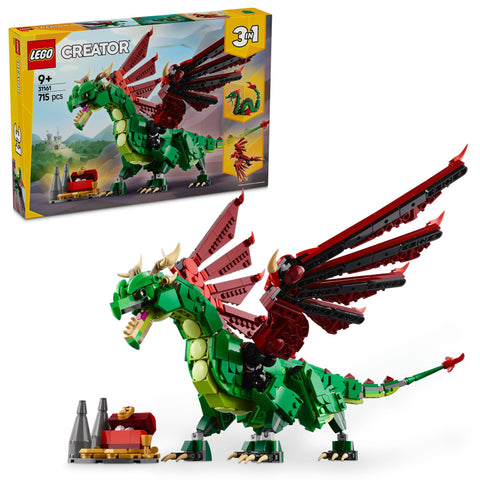 LEGO 乐高 Creator 中世纪的龙 玩具 生日 礼物 积木 男孩 女孩 儿童 9岁 10岁 11岁 小学生 动物 生物 31161