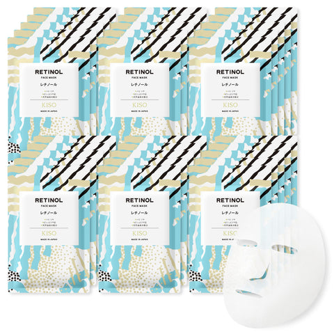 KisoCare Face Pack, Retinol, Set of 30, Individually Packaged, Hari, Glossy, Pinty & Glossy Skin, Plenty of Serum, Highly Adhesive, Made in Japan, Sheet Mask