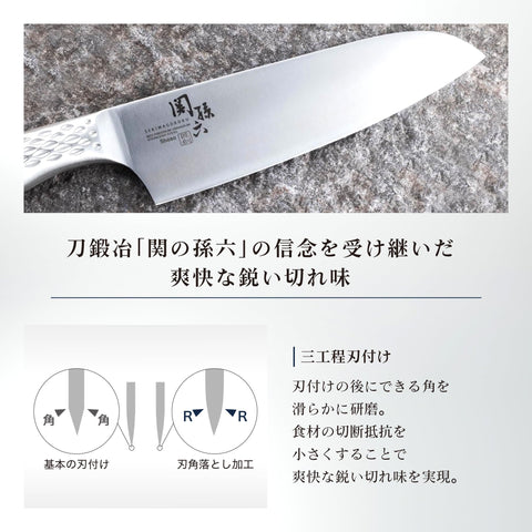 Kai Corporation KAI Seki Magoroku Shoso AB5156 Santoku Knife, 6.5 Inches (165 mm), Made in Japan, Dishwasher Safe