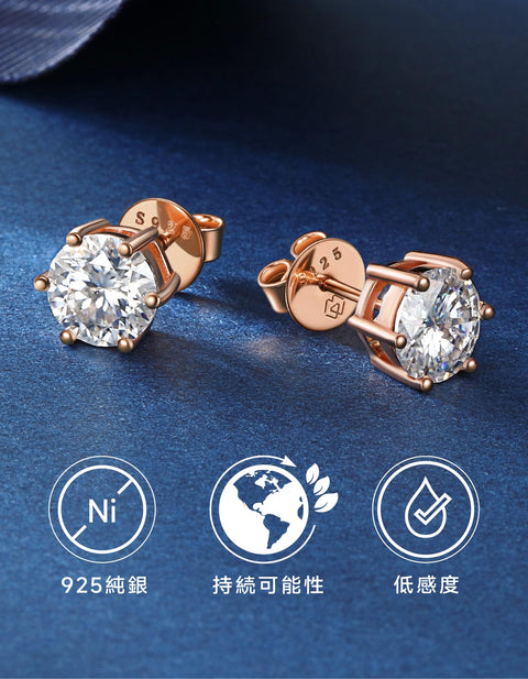 MomentWish Moissanite Earrings, Women's, Men's, 925 Silver, Hypoallergenic Stud Earrings, 0.6 - 4 Carats, Artificial Diamond, D Color, VVS1, Popular Anniversary, Gift, 4/5/6.5/7.5/8 mm