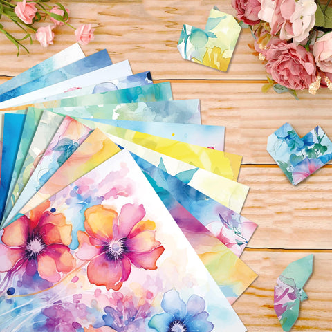 24 PCSのタイダイの水彩画のスクラップブックのペーパーのパッド、スクラップブッキングDIYの装飾的な背景のカード作成の供給のための二重味方された模造紙