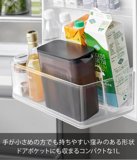 Yamazaki 1691 Shelvable Cold Water Bottle, 0.3 fl oz (1 L), Black, W3.2 x D6.6 x H6.3 inches (8.2 x 16.7 x 16 cm), Tower Dishwasher Safe, Heat Resistant, Includes Tea Strainer, Easy to Hold and Clean