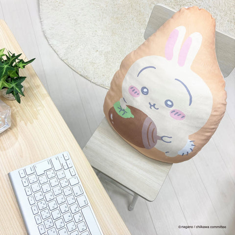 MORIPiLO 抱き枕 ちいかわ うさぎ (ダイカットクッション) 肌にやさしいマイクロ生地 グッズ ぬいぐるみ 昼寝枕 ベージュ 34x45x10cm キャラクター まくらのモリシタ