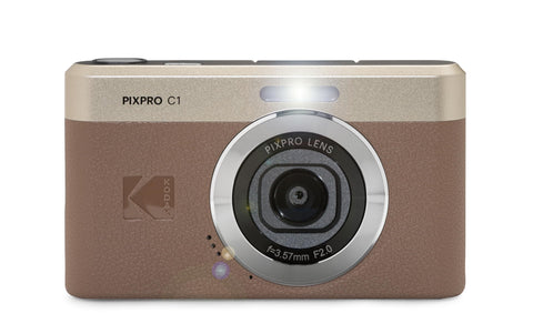 KODAK Pixpro C1 – 超小型數位相機| 13MP BSI CMOS、4倍變焦、2.8吋LCD螢幕、LED閃光燈 – Marron
