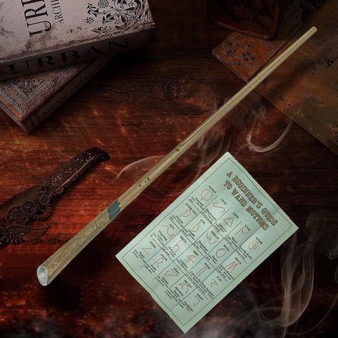 [Meccol] 魔法杖 魔法學校風 小道具 角色扮演 樹脂 高度復原 萬聖節 魔杖 派對 生日禮物 魔法小道具 男女同用(杖+咒語表+票據+地圖)附收納盒