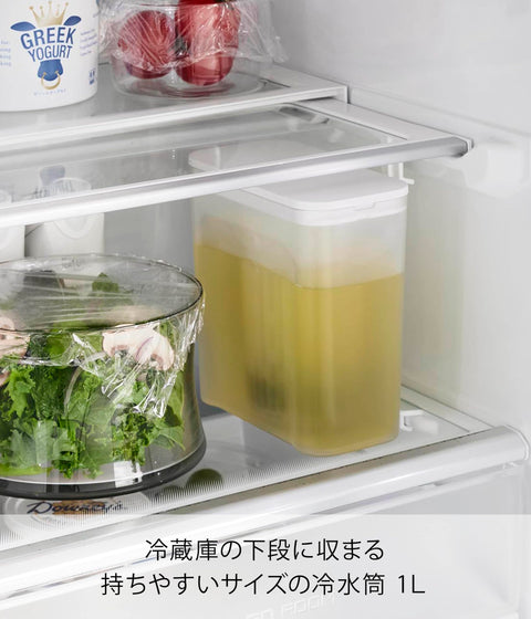 Yamazaki 1690 Shelvable Cold Water Bottle 3.2 x 6.6 x 6.3 inches (1 L), White, W 3.2 x D 6.6 x H 6.3 inches (8.2 x 16.7 x 16 cm), Tower Tower, Dishwasher Safe, Heat Resistant, Includes Tea Strainer