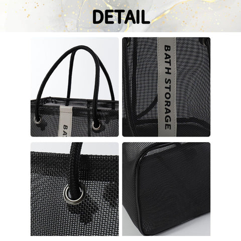 Dea Bona Bag, Hot Spring, Bus, Pool, Sauna, Bath, Spa, Gym, Beach, Travel, Outdoor, Leisure Tote, Bag, Handbag, Mesh, Net, Bath Goods, Toiletries, Portable (Gray)
