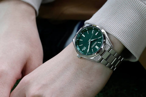 Seiko Watch, Seiko Selection Solar Radio Watch, The Standard, Men's, silver/green