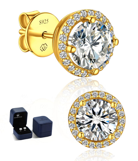 MomentWish Women's Moissanite Earrings, 1 - 2 Ct, Moissanite D Color, VVS1 Gold, 925 Silver, Hypoallergenic, Single Diamond Earrings, For Women, Birthday, Anniversary, Gift, 1 Carat - (0.5 ct x 2) - 5
