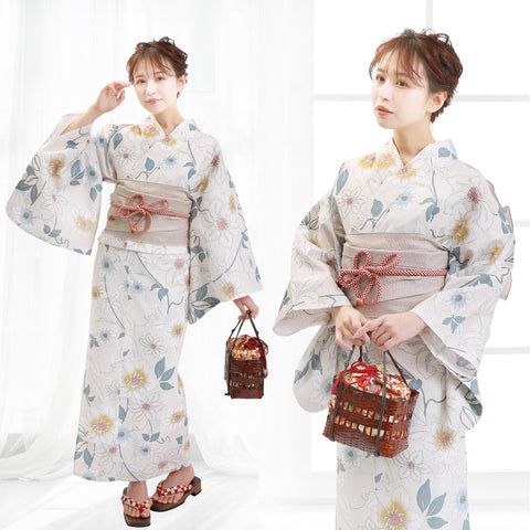 Fuuka X142333 Women's Yukata 2-Piece Set, One Size Fits All (Waist Belt, Made in Japan)