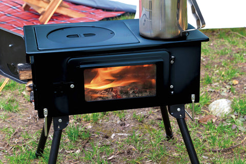 キャプテンスタッグ(CAPTAIN STAG) ストーブ BBQ KAMADO かまど 煙突 ガラス窓付 角型ストーブ 収納バッグ付き UG-75/UG-2031/UG-2032