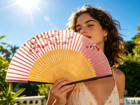 Sarkovos Women's Men's Bamboo Fan, Unisex Kimono Accessory, Stylish Luxury Bamboo Fan, Natural Bamboo, Beautiful, Floral Pattern, Butterfly Pattern, Kimono Accessory, Japanese Style, Elegant, Gorgeous