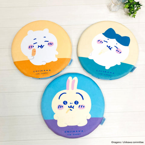 MORIPiLO 4621392 Chiikawa Chiikawa Hachiware Seat Cushion, 15.7 x 15.7 inches (40 x 40 cm), Round, Cooling Sensation, Low Rise, Character Goods, Small and Cute Guy, Beige