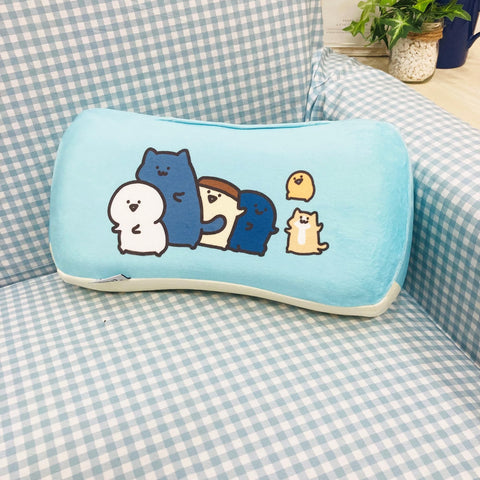 MORIPiLO 與文具一起 文具先生 低反彈枕頭 16x33x8cm 護腰 靠背 支撐 毛絨玩具 坐墊 人物 文具集合 藍色 森城 4621550