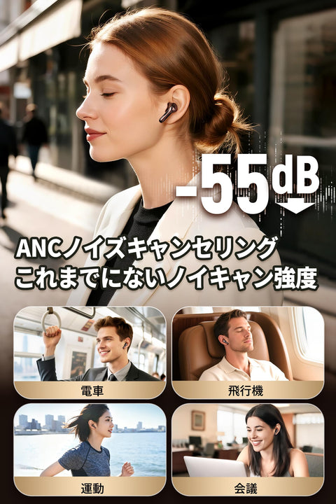 SOUNDPEATS(サウンドピーツ) Air5 Pro ワイヤレスイヤホン 55dB ノイズキャンセリング QCC3091 LDAC/aptX Lossless対応 ハイレゾ Snapdragon Sound対応 Bluetooth 5.4 ロスレス音質 マルチポイント／ハイブリッドANC／外音取り込みモード／6マイクAI通話／専用アプリ／IPX5防水 【VGP 2025 金賞】 (ブラック)