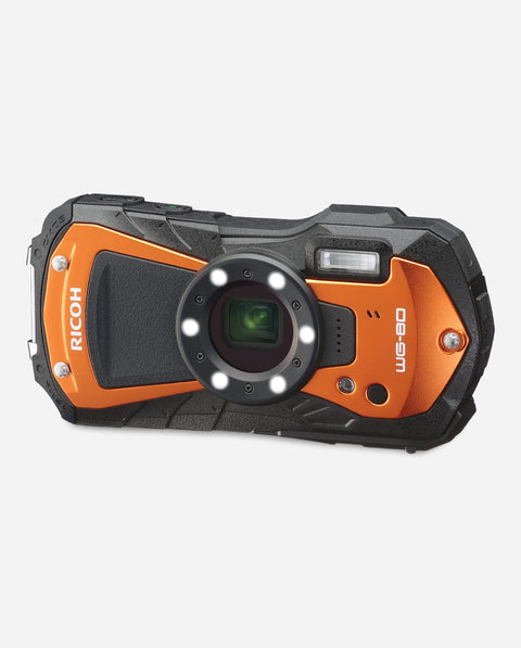 RICOH WG-80 ORANGE 3126 Authentic Waterproof Digital Camera, 39.8 ft (14 m) Waterproof (2 Hours Continuous), 3.6 ft (1.6 m), Shockproof, Dustproof, -10°C Cold Resistance, Toughness Body for Outdoor