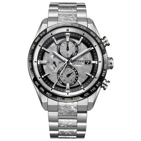 Citizen Platinum Shine Collection Men's Wristwatch, Silver, Atomic watch, chronograph