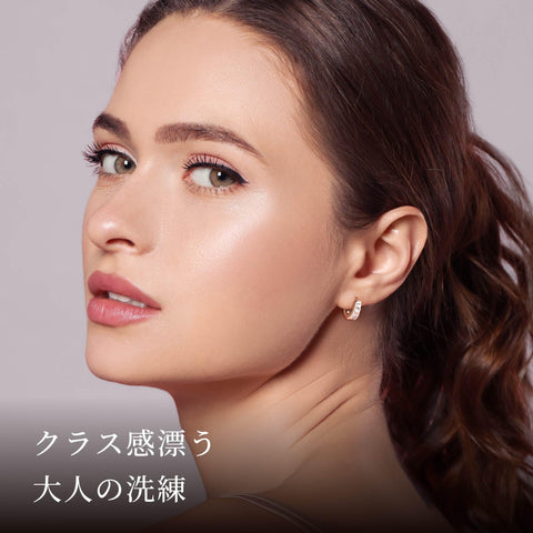 Gift from New York Women's Hoop Earrings, Platinum, K18, Pink Gold, Processed, Dangling Earrings, Eternity, Hypoallergenic, Brand Women