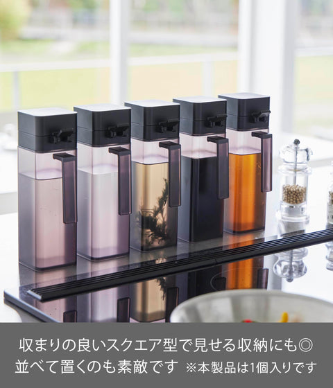山崎実業(Yamazaki) 蓋付き 調味料ボトル ブラック W6.6×D10×H21.5cm タワー tower 詰め替え用 簡単開閉 分解して洗える 1518