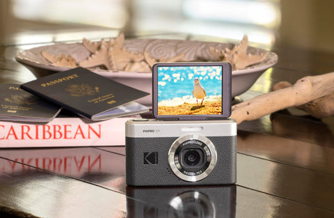 코닥 픽스프로 C1 - 울트라 컴팩트 디지털 카메라 | 13MP BSI CMOS, 4배 줌, 2.8인치 LCD 스크린, LED 플래시, 내장 배터리 - 블랙