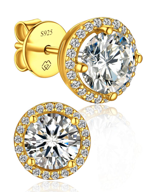 MomentWish Women's Moissanite Earrings, 1 - 2 Ct, Moissanite D Color, VVS1 Gold, 925 Silver, Hypoallergenic, Single Diamond Earrings, For Women, Birthday, Anniversary, Gift, 1 Carat - (0.5 ct x 2) - 5