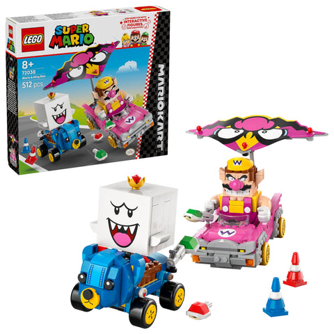 Lego Super Mario Kart(TM) - Wario and King Teresa Toy Birthday Present Blocks Boys Girls Kids 8 9 10 Elementary School Mario Merchandise Game 72038