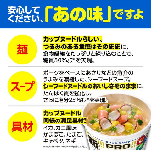 杯面 PRO 高蛋白&低糖分再减少盐分海鲜面[保持美味] 日清食品 杯面 78克×12个