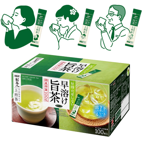 AGF 100 New Tea People Fast Melting Umamicha with Uji Matcha Green Tea Sticks, Green Tea Powdered Tea, No Tea Bags Required, 0.8 g (x 100)