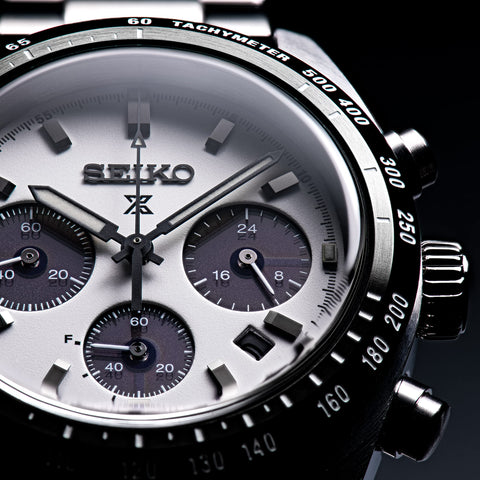 Seiko Prospex SPEEDTIMER Men's Solar Chronograph Wristwatch, silver/white & black, Bracelet Type