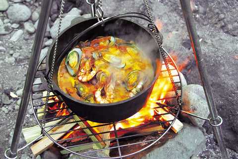 Captain Stag UG-3061 Camping Barbecue Dutch Oven, Iron Casting, 8.7 inches (22 cm), No Seasoning Required