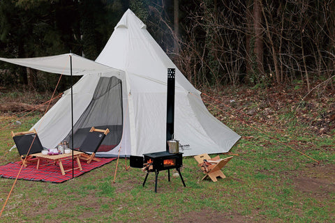 Captain Stag UG-75/UG-2031/UG-2032 Kamado Rectangular Wood Stove, BBQ, With Chimney, Glass Window, Storage Bag Included