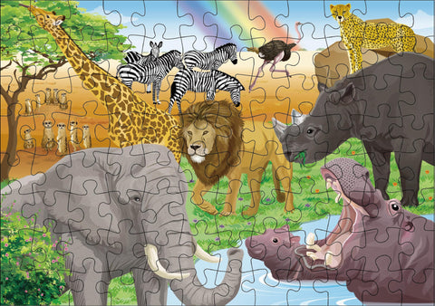 KUMON PUBLISHING JP-56 STEP5 Jigsaw Puzzle, Animals of the Great Outdoors, Educational Toy, Children's Jigsaw Puzzle, 96 Pieces / 117 Pieces / 140 Pieces, Ages 3 and Up
