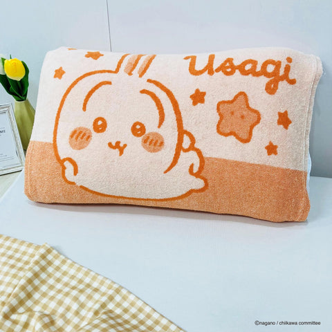 MORIPiLO ちいかわ 枕カバー タオル地 うさぎ (ふんわり快適 のびのびピローケース) 43x63 35x50cm 親子で使える 子供 大人兼用 洗える 可愛い グッズ ぬいぐるみ ベージュ キャラクター まくらのモリシタ