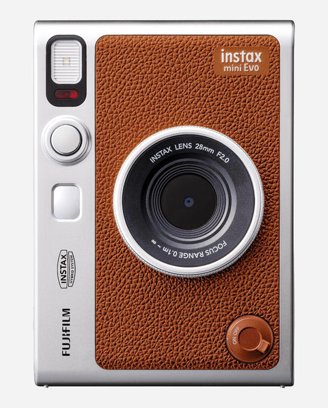 Fujifilm Cheki Instax Mini Evo Hybrid Instant Camera (Instant Camera / Smartphone Printer / Digital Camera), Brown C