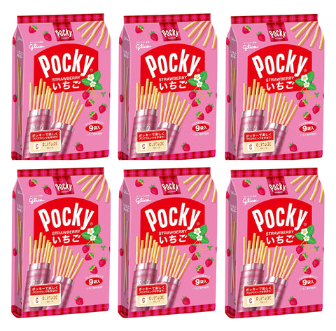 Ezaki Glico Strawberry Poky, 8 Bags x 6 Packs