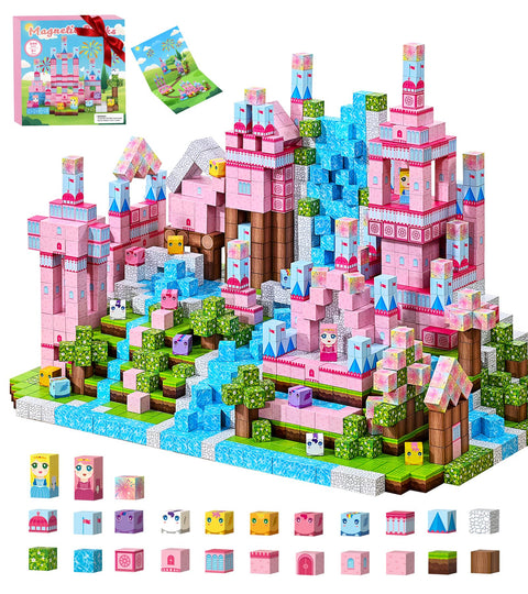 cimetech Magnetic Blocks Castle Theme 200 Pieces - Pink