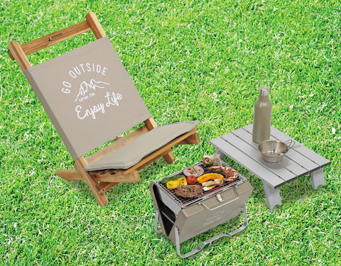 Captain Stag UG-66/UG-2041 Barbecue Stove, Grill, V-Shaped, Tabletop Grill, Khaki, Monte