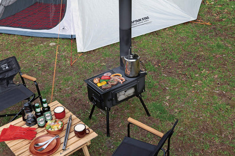 CAPTAIN STAG 炉灶 BBQ KAMADO 炉灶 带玻璃窗 方形炉灶 附收纳袋UG-75/UG-2031/UG-2032